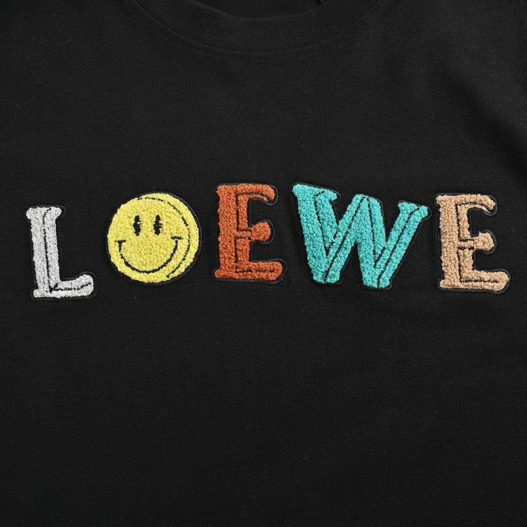 Loewe Black T-Shirt with Multicolored Logo